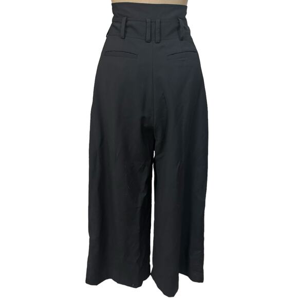 ZIMMERMANN Pants Black Wool High Waist Wide Leg Pleat Colorful Silk Belt size 6 - Picture 7 of 11